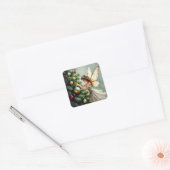 Betoverde Vintage Fee Kerstmis Vierkante Sticker (Envelop)