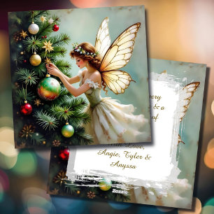 Betoverde Vintage Fee Persoonlijke Kerstmis Feestdagenkaart