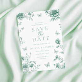 Betoverde Vintage Saliegroene Bloemige Bruiloft Save The Date