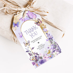 Betoverde Vlinder Baby Shower Favor Tags met Bloem Cadeaulabel