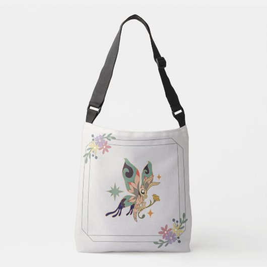 Betoverde Vlinder Bloemstuk Crossbody Tas (Voorkant)