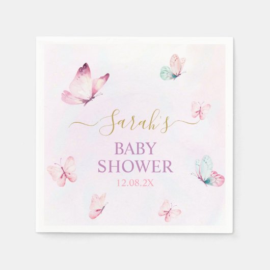 Betoverde vlinder Paarse roze servetten (Voorkant)