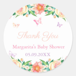 betoverde vlinder tuin klein meisje Baby shower Ronde Sticker