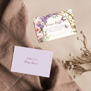 Betoverde vlinders baby shower luier loterij informatiekaartje