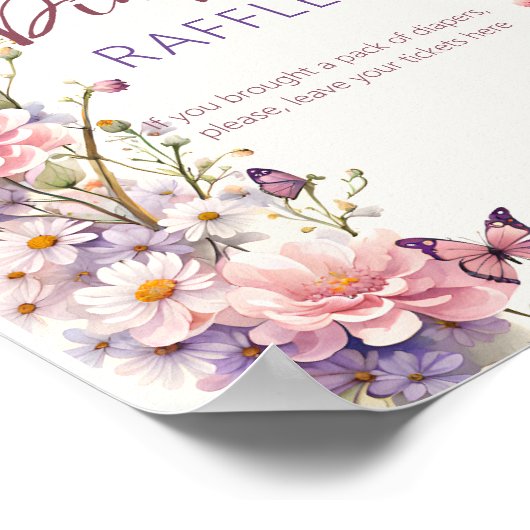 Betoverde vlinders baby shower luier loterij poster (Hoek)