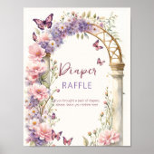 Betoverde vlinders baby shower luier loterij poster (Voorkant)