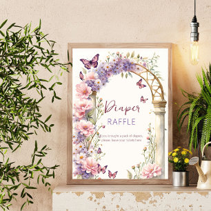 Betoverde vlinders baby shower luier loterij poster