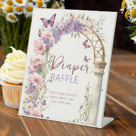 Betoverde vlinders baby shower luier loterij reclamebord met voetstuk
