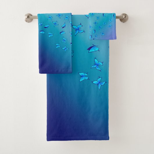 Betoverde Vlinders in Dubbelblauw Bad Handdoek (Insitu)