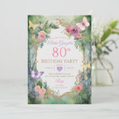 Betoverde Vlindertuin 80ste Verjaardagsfeest Kaart (Staand voorkant)