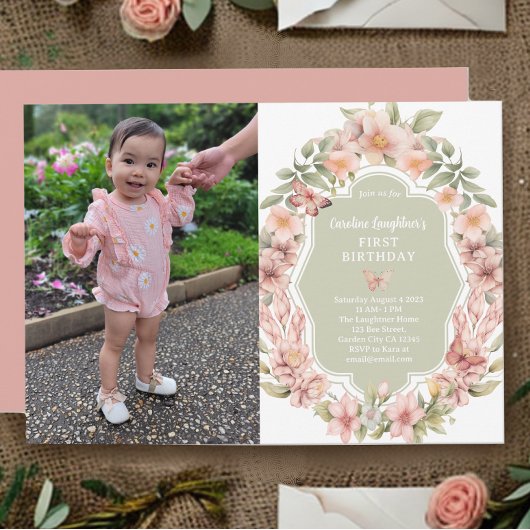 betoverde vlindertuin elke leeftijd verjaardag fot kaart