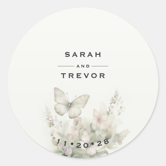 Betoverde vlindertuin ronde sticker (Voorkant)