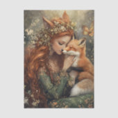 Betoverde Vosfee Met Vlinder Decoupage Tissuepapier (Voorkant)