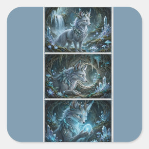 Betoverde Vosgeest – Magische Kristalgrot Cadeau Vierkante Sticker