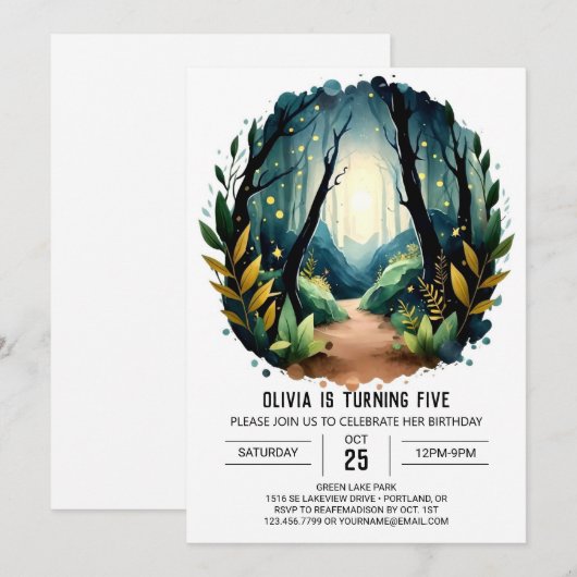 Betoverde vuurvliegjes Natuur Woodland Birthday Kaart (Voorkant / Achterkant)