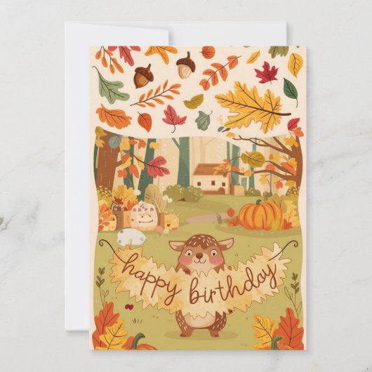 Betoverde  warme herfst Herfst Happy Birthday Kaart (Voorkant)