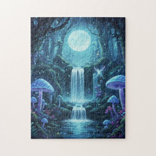 Betoverde Waterval Magisch Bos Fantasie Puzzel (Verticaal)
