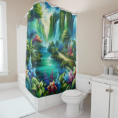 Betoverde waterval oase douchegordijn (In situ)