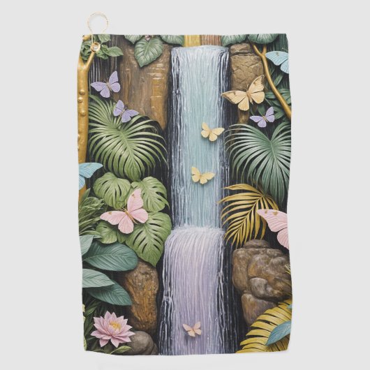 Betoverde Waterval Oase Golfhanddoek (Voorkant)