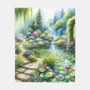 Betoverde Waterval Tuin Waterlelvijver Fleece Deken
