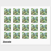 Betoverde Watervaltuin Waterleliviiver Vierkante Sticker (Vel)