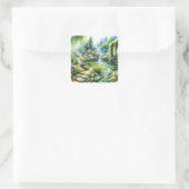 Betoverde Watervaltuin Waterleliviiver Vierkante Sticker (Tas)