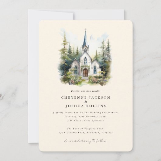 Betoverde Waterverf Boheemse Boheemse Bruiloft Inv Kaart (Voorkant)