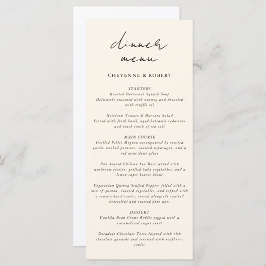 Betoverde Waterverf Boheemse Boheemse Bruiloft Menu (Voorkant / Achterkant)