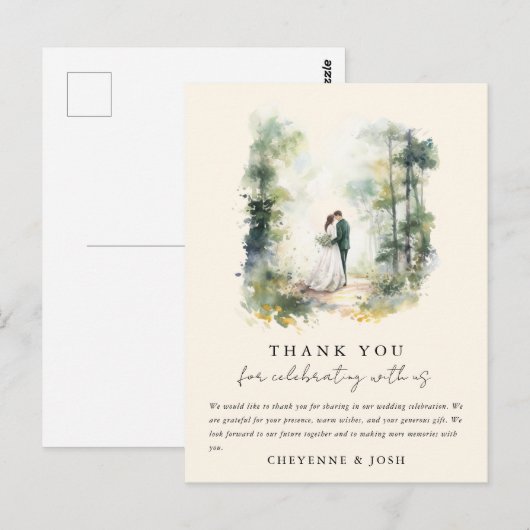 Betoverde Waterverf Boheemse Boheemse Dank u Briefkaart (Voorkant / Achterkant)