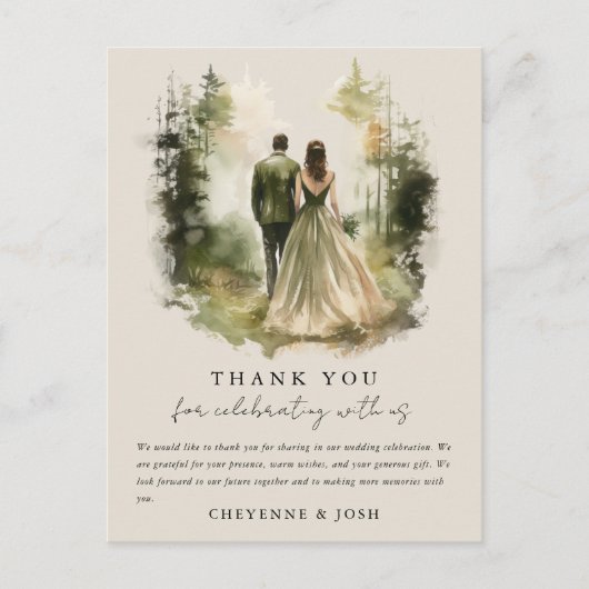 Betoverde Waterverf Boheemse Boheemse Dank u Briefkaart (Voorkant)