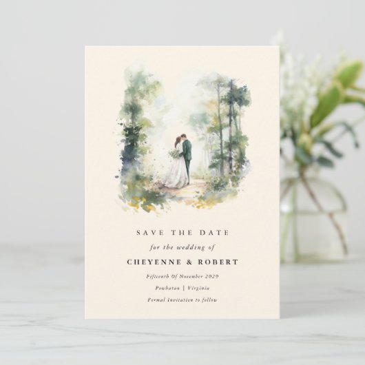 Betoverde Waterverf Boheemse Boheemse Save the Dat Kaart (Staand voorkant)