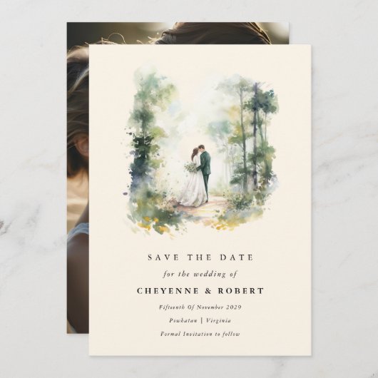 Betoverde Waterverf Boheemse Boheemse Save the Dat Kaart (Voorkant / Achterkant)