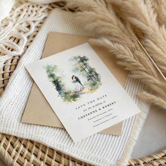 Betoverde Waterverf Boheemse Boheemse Save the Dat Kaart