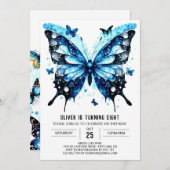 Betoverde Waterverf Butterfly Boy Verjaardag Kaart (Voorkant / Achterkant)