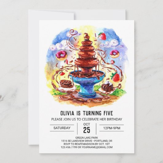 Betoverde Waterverf Chocolade Verjaardag Kaart (Voorkant)