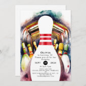 Betoverde Waterverf Custom Bowling Verjaardag Kaart (Voorkant / Achterkant)