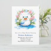 Betoverde Waterverf Duck Boy Baby shower Kaart (Staand voorkant)