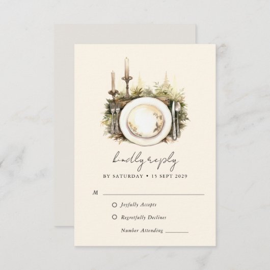 Betoverde Waterverf Forest Boho bruiloft RSVP Kaar (Voorkant / Achterkant)