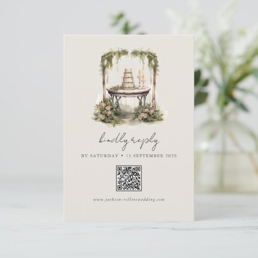 Betoverde Waterverf Forest Boho bruiloft RSVP Kaar (Staand voorkant)