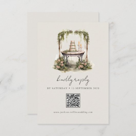 Betoverde Waterverf Forest Boho bruiloft RSVP Kaar (Voorkant / Achterkant)