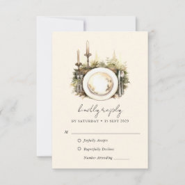 Betoverde Waterverf Forest Boho bruiloft RSVP Kaar Kaartje