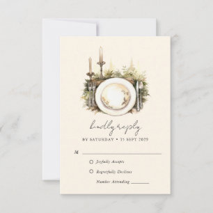 Betoverde Waterverf Forest Boho bruiloft RSVP Kaar Kaartje
