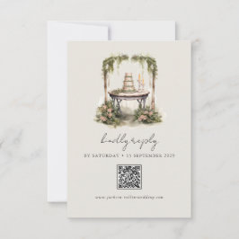 Betoverde Waterverf Forest Boho bruiloft RSVP Kaar Kaartje