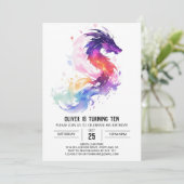 Betoverde Waterverf Kinder Draak Verjaardag Kaart (Staand voorkant)