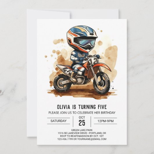 Betoverde Waterverf Motorcycle Birthday Kaart (Voorkant)