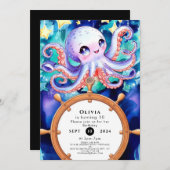 Betoverde Waterverf Octopus Verjaardag Kaart (Voorkant / Achterkant)