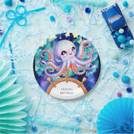 Betoverde Waterverf Octopus Verjaardag Papieren Bordje