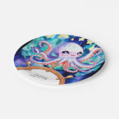 Betoverde Waterverf Octopus Verjaardag Papieren Bordje (Gekanteld)