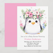 Betoverde Waterverf Pinguïn Meisje Baby shower Kaart (Voorkant / Achterkant)