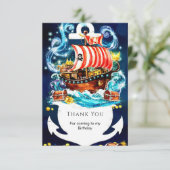 Betoverde Waterverf Ship Pirate Verjaardag Bedankkaart (Staand voorkant)